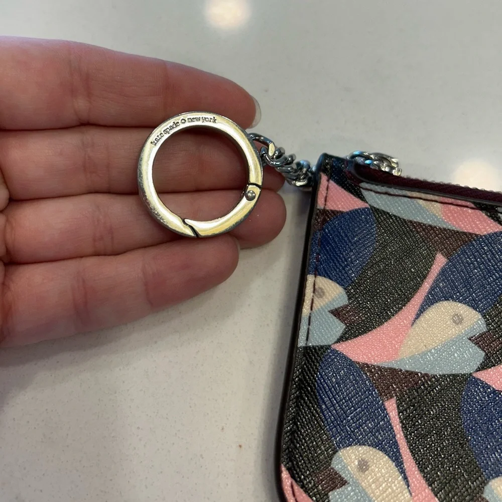 Kate Spade Geo Birds Leather Card Holder Key Ring